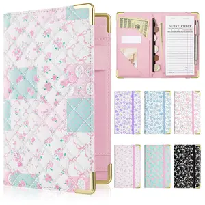Leather Server Books for Waitress With Zipper Pocket Serving Book Pen Holder Fit Apron