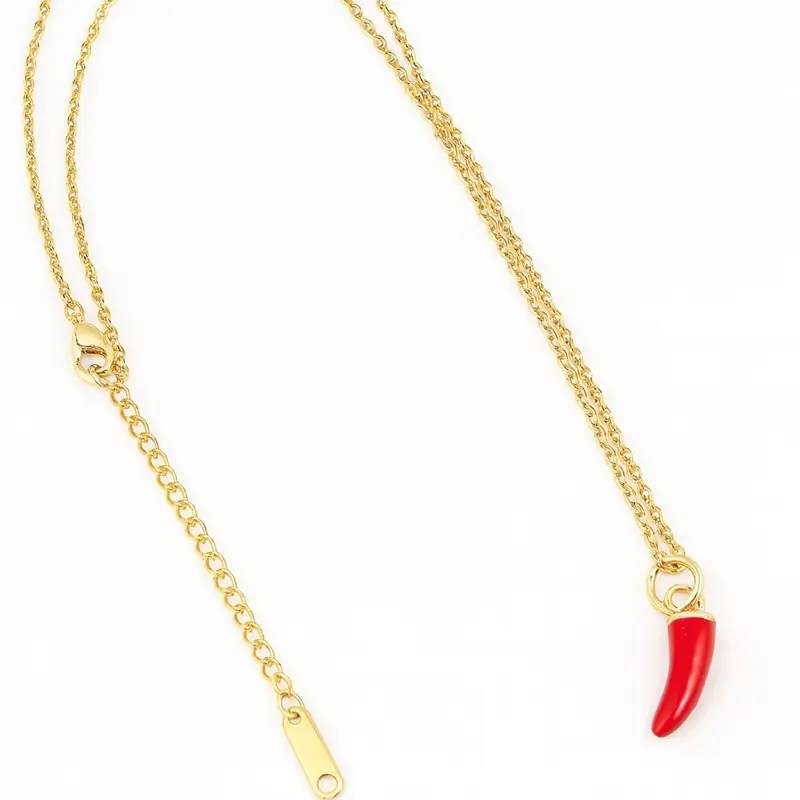 Chili pepper  necklace . 16 inch + 1 inch . Stainless steel material. Lobster clasps .