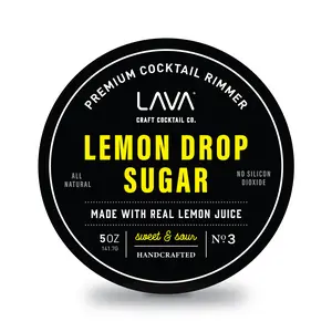 LAVA Premium All Natural Lemon Drop Sugar Rimmer, Made with Organic Sugar and Real Lemon Juice, 5oz Screw-on Lid Container rim  dips