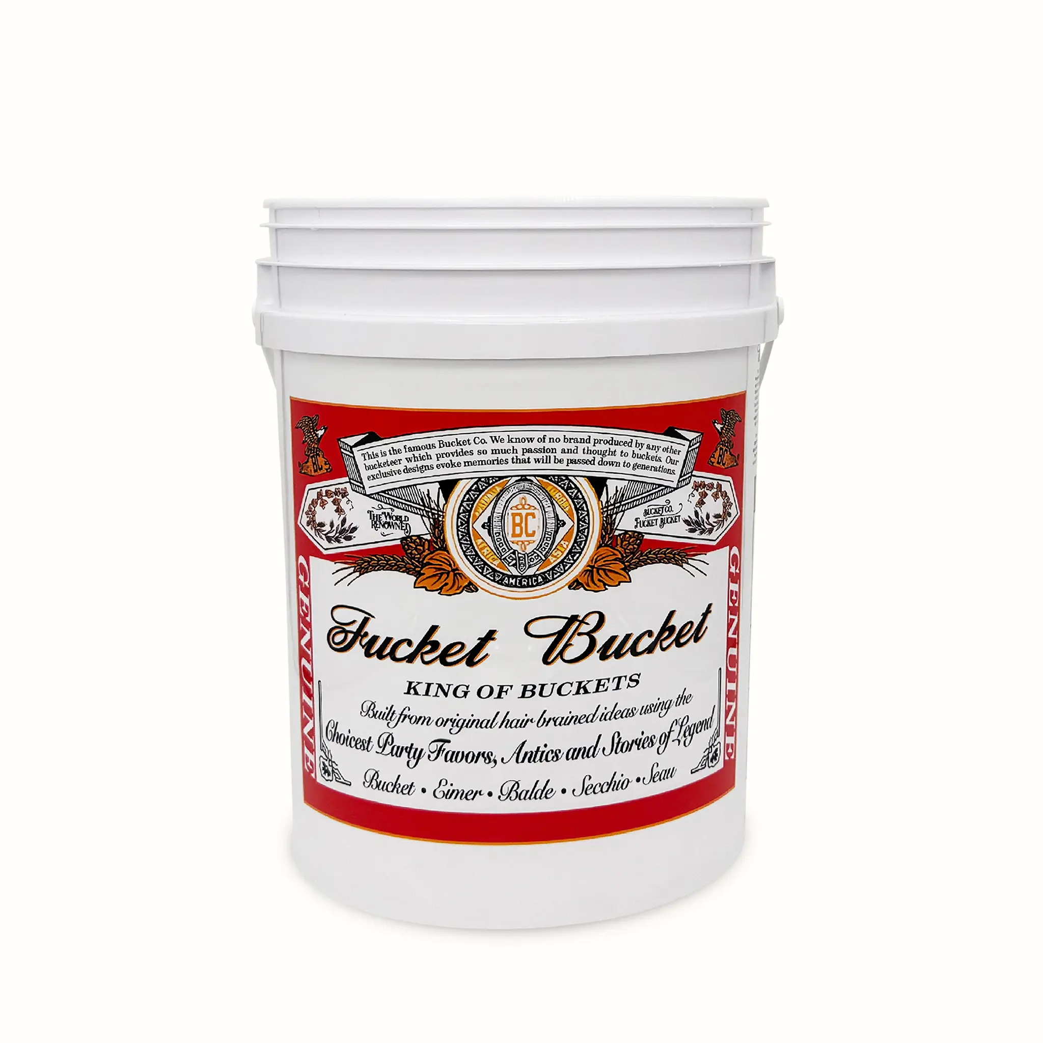 KING OF BUCKETS Heavy-Duty 5 Gallon Bucket for Legendary Nights - Scratch Resistant & Tough for Keg Stands & BBQs - BPA Free Polypropylene Food Grade Container