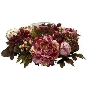 Nearly Natural 6.5” Peony Hydrangea Candelabrum