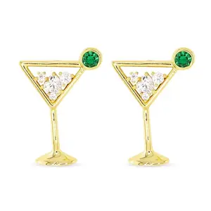 Champagne Gold Dirty Martini Earrings, Whimsical Bottle-Shaped Costume Jewelry Fashion Accessories, Whimsical Earrings, Bottle-Shaped Earrings