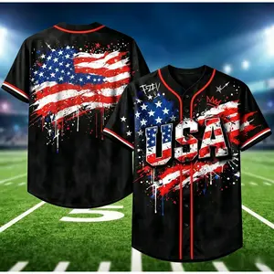Team USA Full-Print Baseball Jersey, Patriotic 4th of July Casual Shirt, Stylish Patriotic Baseball Apparel, Perfect Gift for Baseball Mom and Dad#TikTokMadeMeBuyIt#TeamUSA#PatrioticJersey#BaseballGift