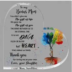 Special Gifts for Bonus Mom, Tree Of Life Theme, Acrylic Motivational Quotes Plaques Office Paperweight Decor Gift - Unique Gift for Mom, Birthday, Mothers Day, Thanksgiving, Christmas