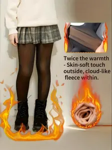 1 Pack Children's Black Skin-Tone Velvet Thermal Tights for Girls in Autumn and Winter, Versatile Style of Daily Clothes in Thermal Winter Tights