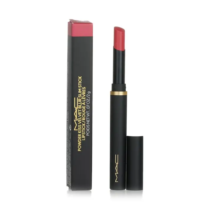 MAC Powder Kiss Velvet Blur Slim Lipstick - #898 Sheer Outrage, Makeup Cosmetic for Lip Care with Moisturize and Hydrate Benefits, Smooth, Full Coverage