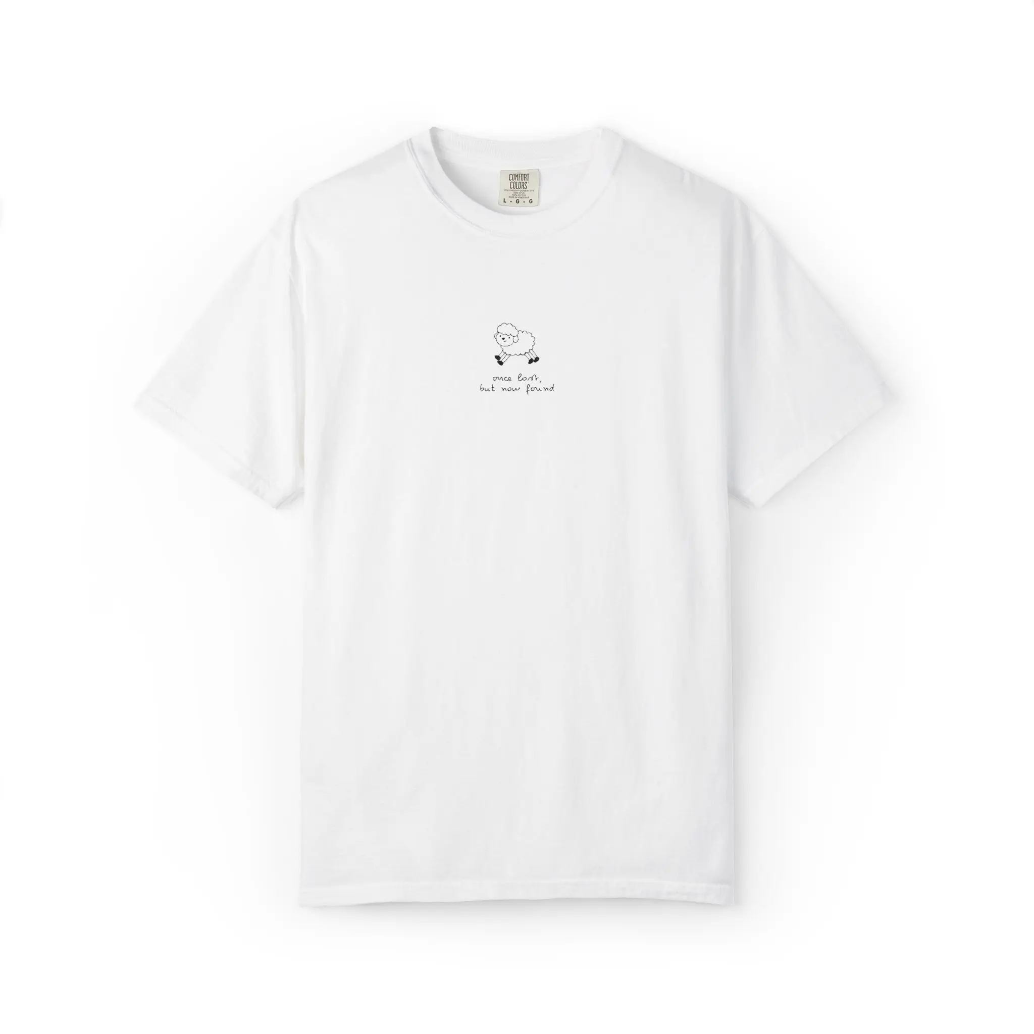 Lost But Found Sheep Minimalist T-shirt | Tiny Chest Embroidery Graphic