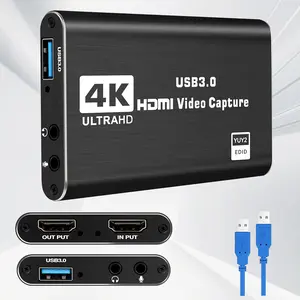 HDNKT UltraHD 4K HDMI Video Capture Card with Microphone Full HD 1080P 60FPS USB 3.0 Capture Card for Gaming Streaming & Recording