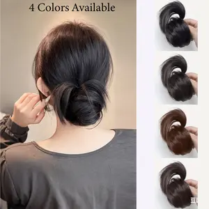 Elegant women's hair accessory, donut bun hairpiece, 4-inch elastic clip-in extension, made of heat-resistant synthetic fiber, versatile design, suitable for all hair types, secure fit, perfect for everyday wear and various occasions, Synthetic Extensions