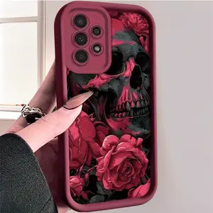[Galaxy Phone Case] Vintage Dark Skull Flower Pattern Phone Case for Galaxy A Series And S Series Models,suitable for Samsung S26,S26PLUS,S26ULTRA,S25,S25PLUS,S25ULTRA,S24,S24FE,S24PLUS,S24ULTRA,A54,A53,A52,A36,A35,A34,A33,A17,A16,A15,NOTE20,NOTE20ULTRA,S