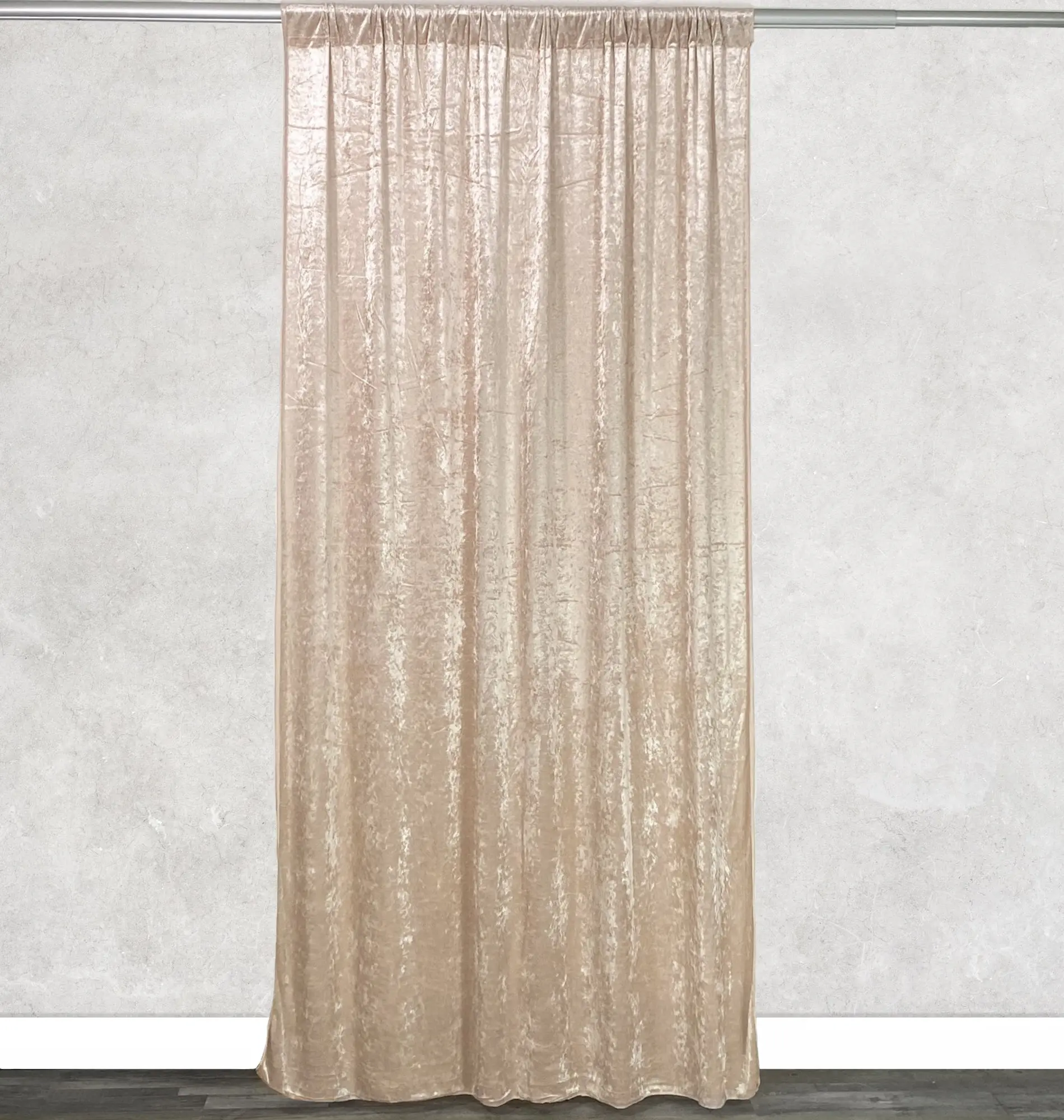 Velvet 12 ft x 60 Inch Drape with 4 Inch Pocket Champagne Velvet 12 ft x 60 Inch Drape with 4 Inch Pocket Champagne