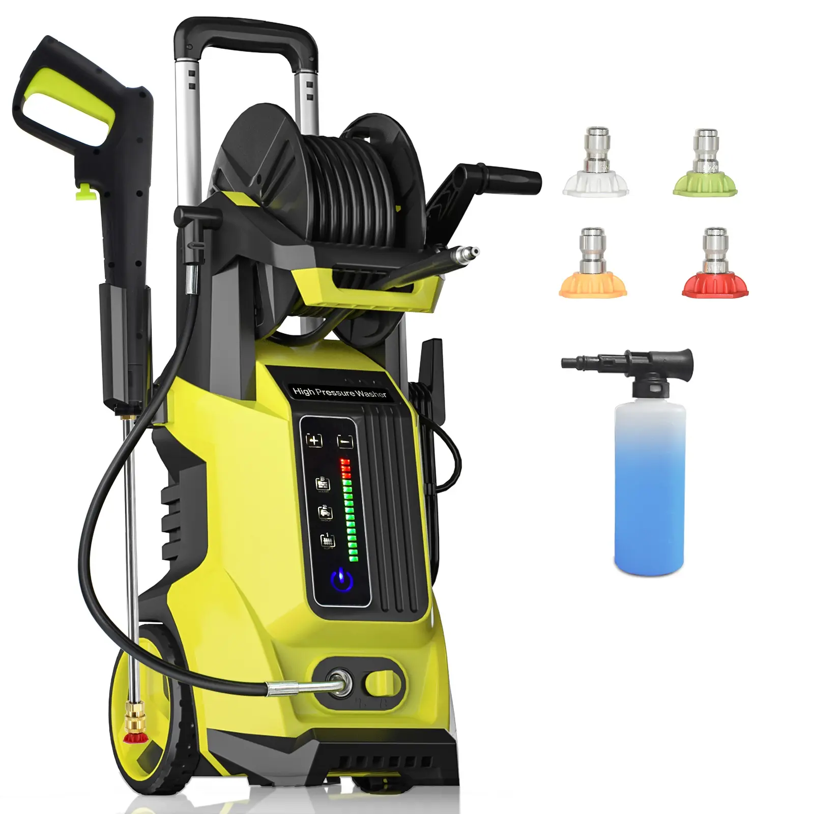 Electric Pressure Washer 4500PSI MAX 4.0GPM, 15 Level Adjustable Touch Screen, High-Pressure Cleaning, with 4 Quick Connect Nozzles, 500ML Foam Cannon, Stainless Steel Lance, Automatic Total Stop System for Car Wash, Home, Patio Cleaning