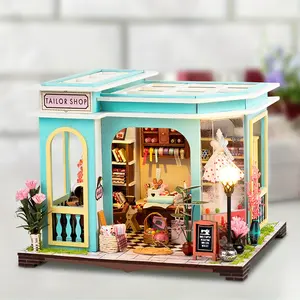DIY Wooden Book Nook Kit, 1 Box DIY Tailor Shop Miniature Book Nook Kit, 3D Desktop Decoration Ornament, 3D Desktop Decoration Ornament, Crafts