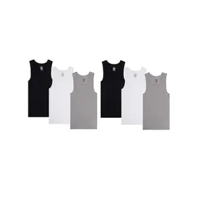 6 Pack Men's Cotton Ribbed Tank Top, Moisture Wicking, Lightweight, Breathable, A-Shirts Undershirt Plain Tropical