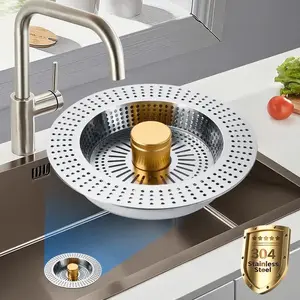 3-in-1 Stainless Steel Kitchen Sink Filter Sink Universal Sink Bounce Core Drainer kitchen sink Stainless Steel sink drain Sink Drain Strainer 3 1/2 Inch Drain