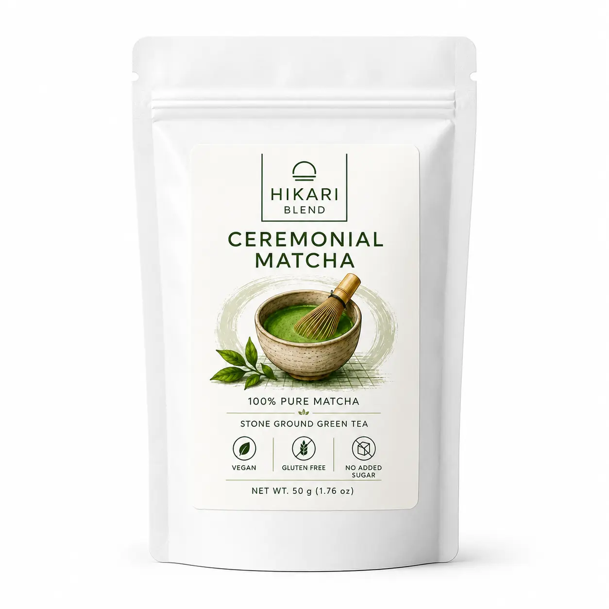 Hikari Blend Ceremonial Matcha Powder 50g, 100% Premium Green Tea Powder, Smooth Rich Flavor, Fine Ground, Pefect for Tea and Lattes