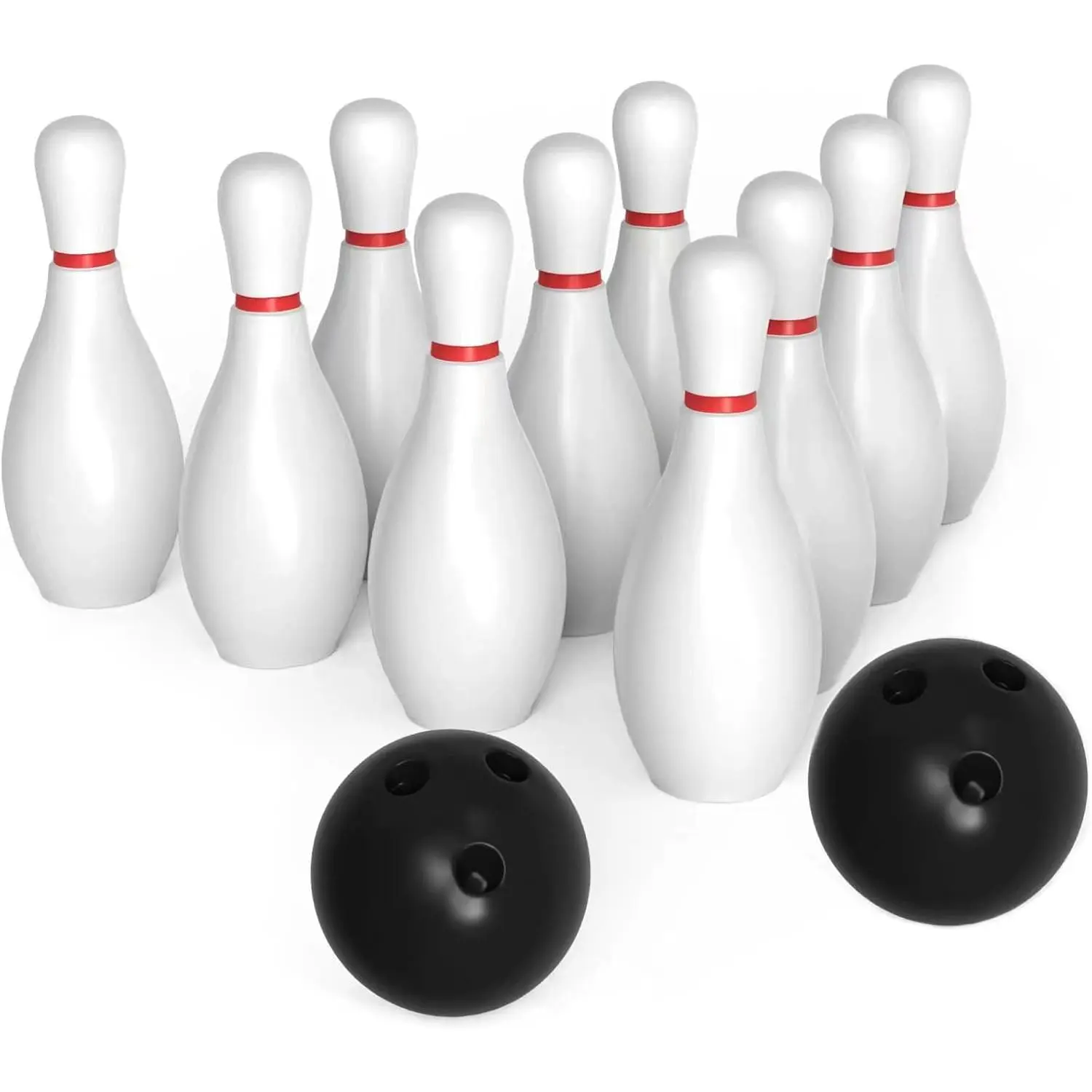 Large Plastic Bowling Set for Kids, 12-Piece Lightweight Toy Set with 10 Pins (18 cm) and 2 Balls for Indoor or Outdoor Children's Parties, 18 Centimeters