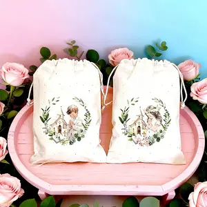 5pcs Eucalyptus Floral Wreath Bible Praying gift bags boy girl 1st First Holy Communion decoration thank you welcome present Creative Gift Packaging Paper Gifts