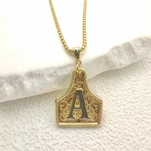 Vintage Western Initial Necklace - Gold Personalized Cowboy Style Pendant