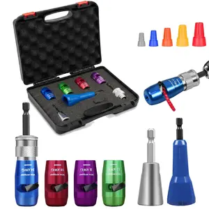 Wire Twister Tool for Drill with Wire Stripper for 8/10/12/14 AWG, Electric Wire Stripping and Twisting Tool Kit with 5 Wire Connectors, Fits Most Drills for Electricians and DIY
