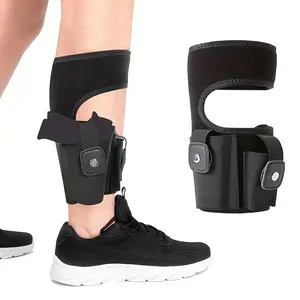 1 Black Concealed Carry Ankle Holster - Elastic Deep Concealment Leg Holster, with Magazine Pocket, Adjustable Shoulder Strap and Safety Buckle Closure - Unisex, Comfortable and Durable, Right and Left Hand Extraction