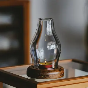 Vintage Glass Tealight Candle Holder, Windproof Retro Candle Cup for Home & Meditation Decor Vintage Candle Stand