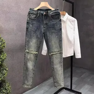 Slim Fit Men's Jeans  Trendy Casual Jeans Youth ular Long Pants Straight Tube Anti-Bacterial Jeans