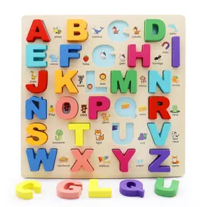 Wooden Alphabet Puzzle, Spanish Alphabet Puzzle, Preschool Learning Activity, Educational Puzzle for Kids, Gift for Girls & Boys, Montessori Puzzles Gift