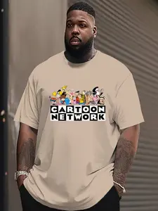 Men's Cartoon Network Classic Character 3D Print Short Sleeve T-Shirt, Large Size Loose Fit Casual Cool Top, All Seasons Fashion