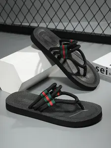 Men's Breathable Flip Flop Sandals Summer Outdoor Anti-Slip Odor-Resistant Beach Slippers, Durable Toe-Thong PVC Sole Textile Upper
