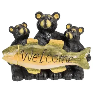 Northlight 10" Bear Family Trio Welcome Sign Outdoor