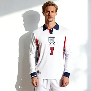 1998 World Cup  Beckham 7 Home Long Vintage Soccer Jersey