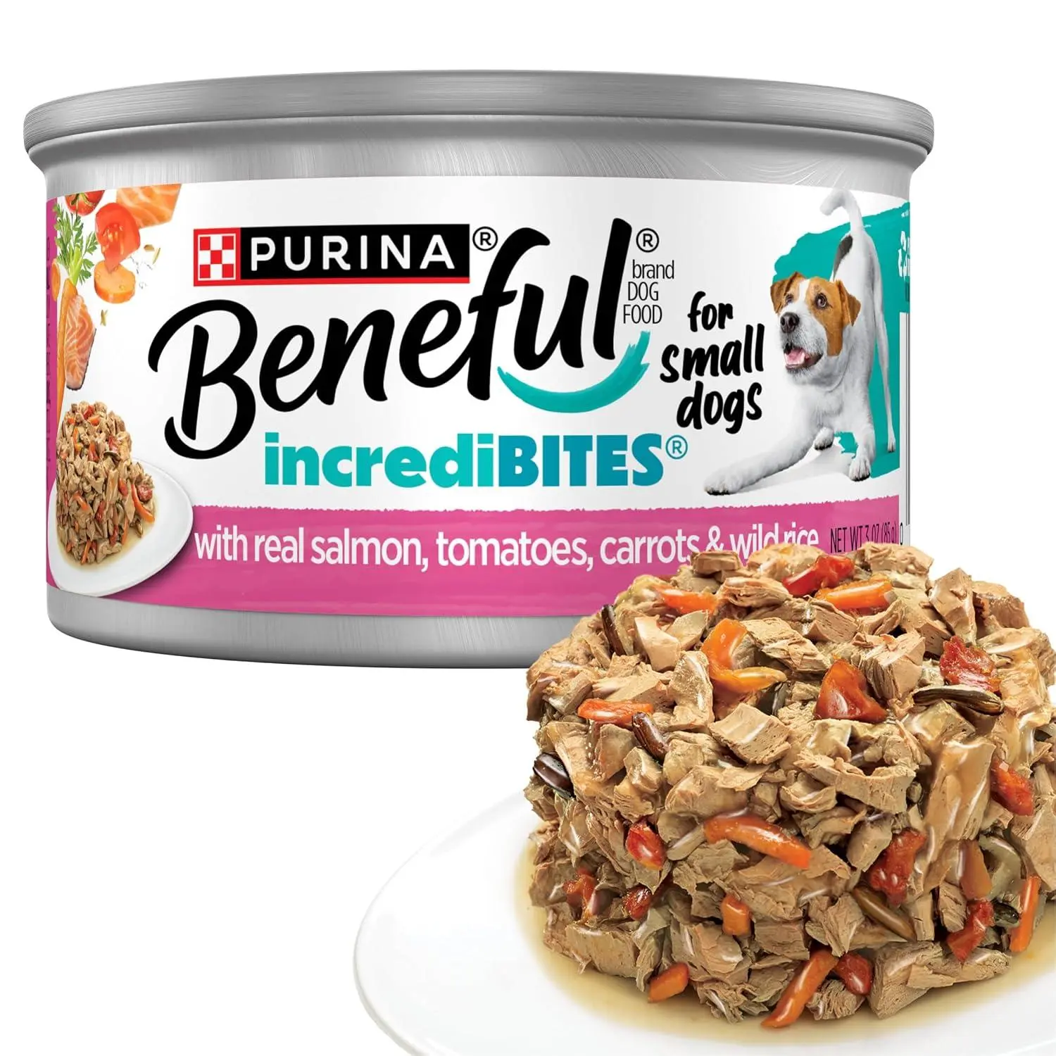 Purina Beneful Small Breed Wet Dog Food With Gravy, IncrediBites with Real Beef - (8 Packs of 3) 3 oz. Cans