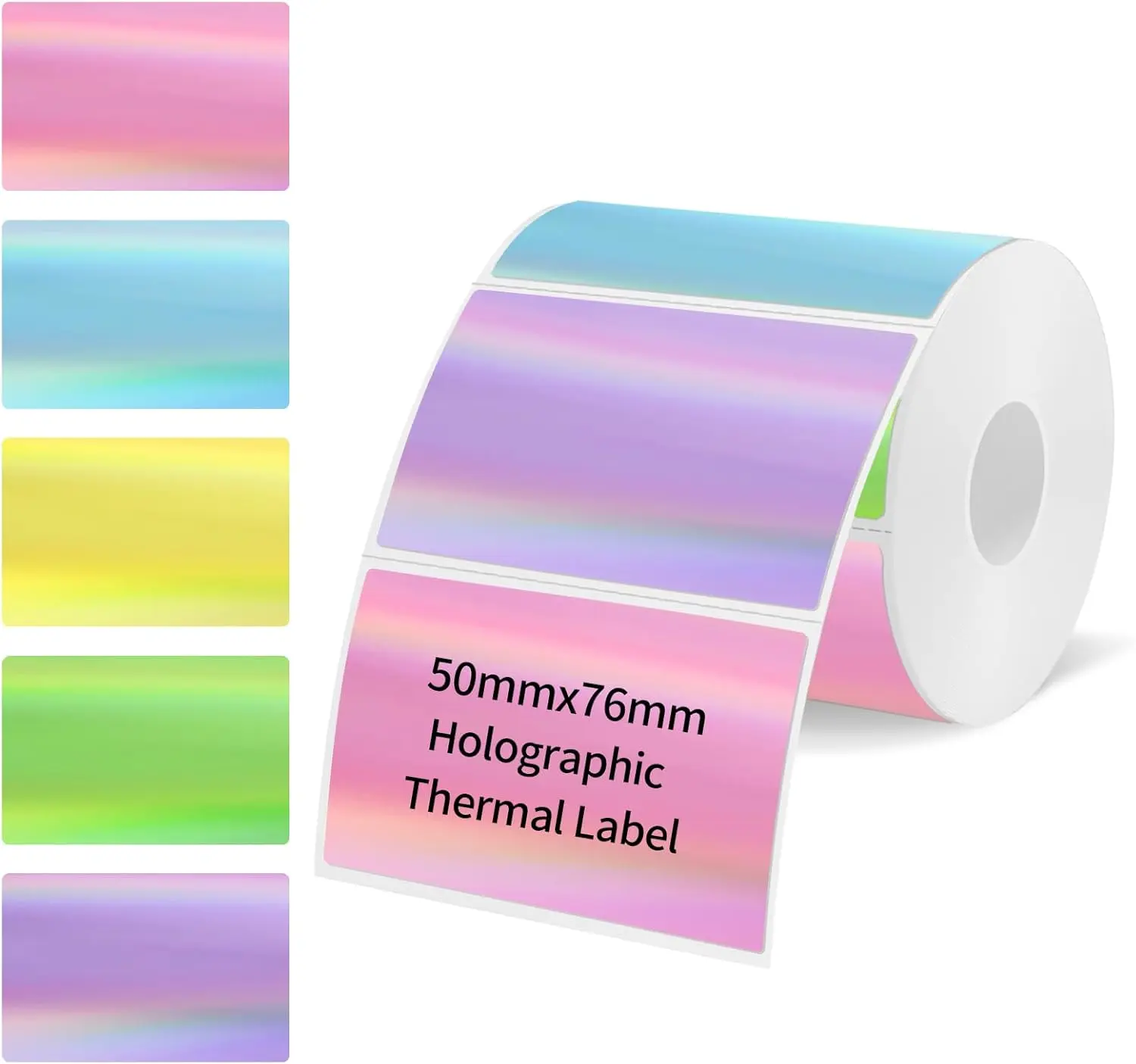 STARBOLING 3x2 Inch Holographic Thermal Labels, Colorful Direct Thermal Stickers Label, Self-Adhesive Thermals Printer Sticker Labels, Perforation Line Design- 200Pcs/ 1 Roll