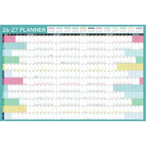 Yearly Wall Calendar 2026-2027 - Wall Calendar 2026-2027, Jul. 2026 - Jun. 2027, 26-27 Yearly Calendar with Julian Dates, Thick Paper, Round Sticks, 34.9" x 23.1"(Open) - Colorful