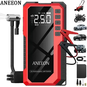 Jump Starter with Air Compressor, 800a Peak Car Battery Booster, 150psi Tire Inflator, Portable Power for Gasoline and Diesel, Emergency Kit