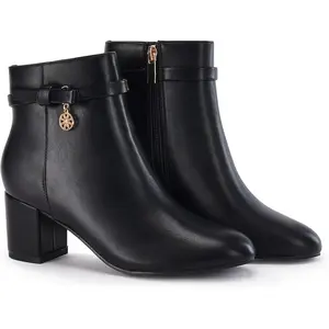 Coutgo Women's Ankle Boots Chunky Block Low Heel Vintage Tie Knot Booties Shoes with Side Zipper