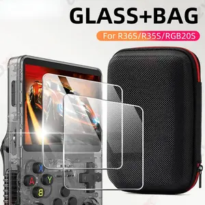 Glass+Bag for R36S/R35S Screen Protector Tempered Glass Film & Portable Storage Case R36S Console Protector Accessories Set