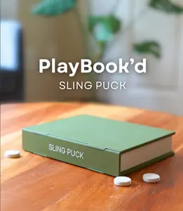 PlayBook’d Sling Puck Board Game Disguised as a Book Fast-Paced Table Game with Magnetic Storage Smart Design for Adults Teens and Families