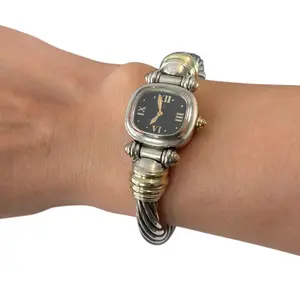 Pre-owned DAVID YURMAN: Sterling Silver & 14K Gold Women's Cable Watch