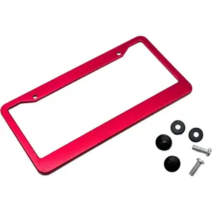 License Plate Frames Solid  License Plate Cover Holder Universal  Frame for Man and Women with Screws (Red)