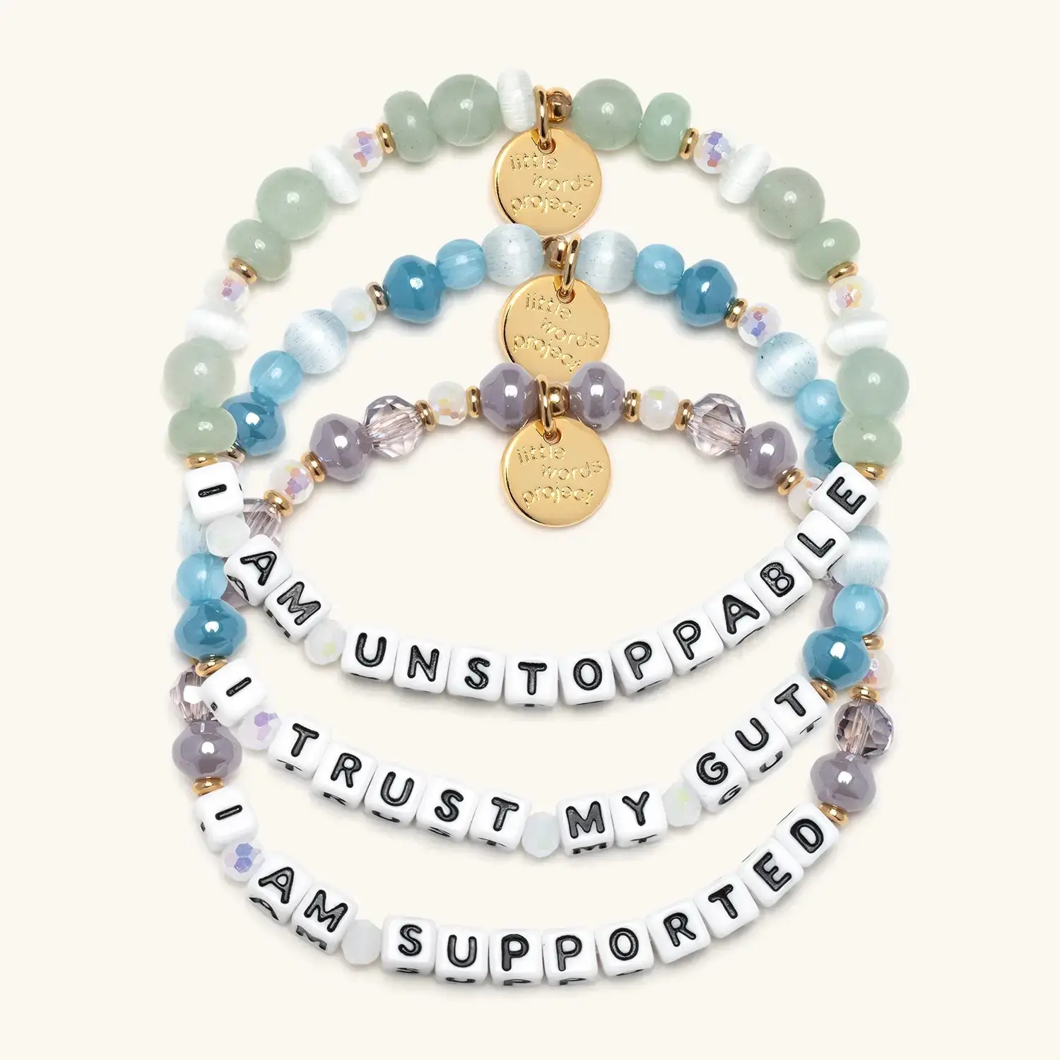 Little Words Project Beaded Link Layered Bracelet Set, Stackable Affirmation Arm Candy with Gentle Reminder Mantras, Bracelet Stacking for Mental Health Journeys, Healing Days Accessories, Beads, Choking Hazard Small Parts, Inspirational