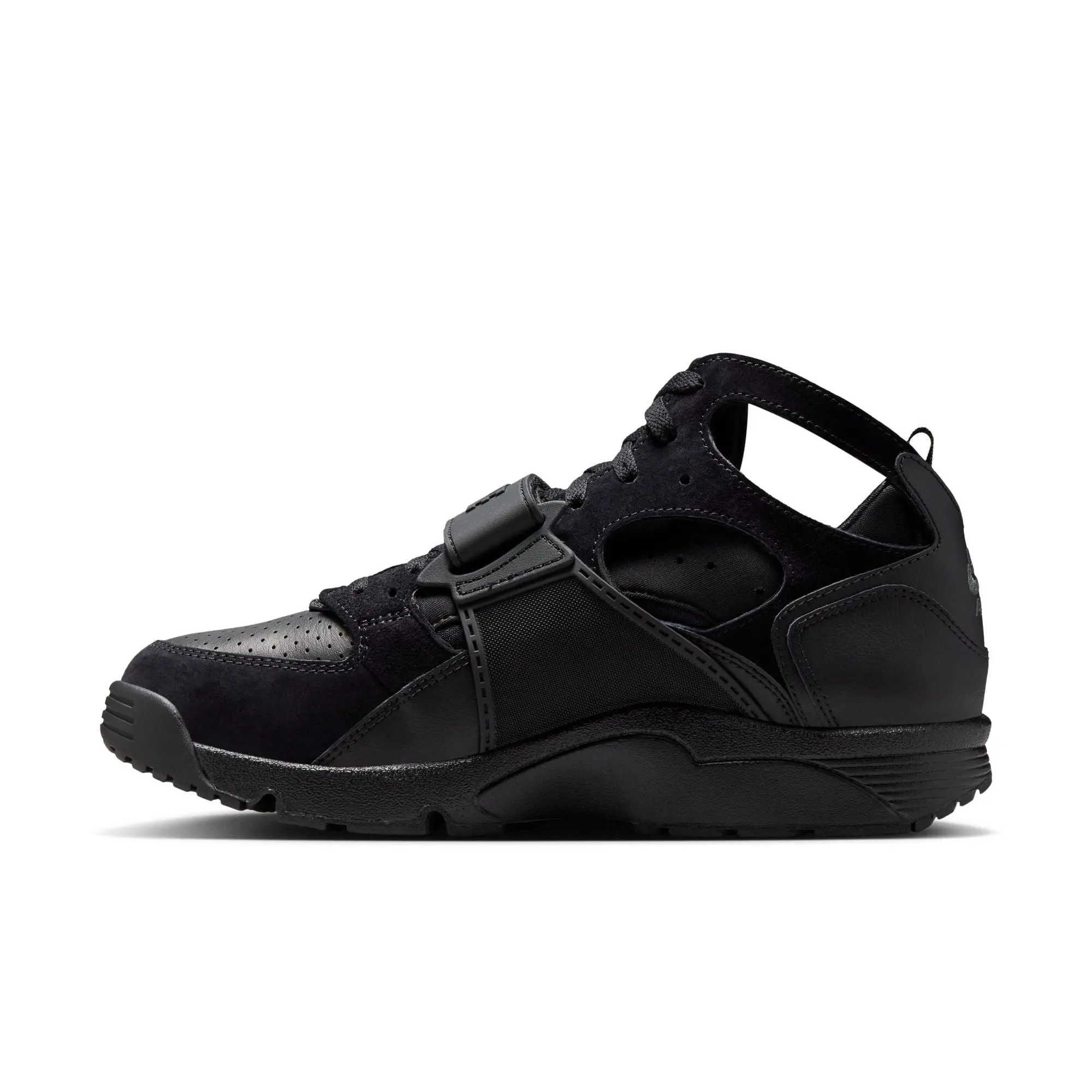 Nike Air Trainer Huarache "Triple Black" - Men's, Sneaker, Footwear, Casual, Leather, Closed, Athletic, Training, Sports Shoes, Retro Style, Synthetic, Casual Wear, Leather Mix, Textured Layer, Black/Black
