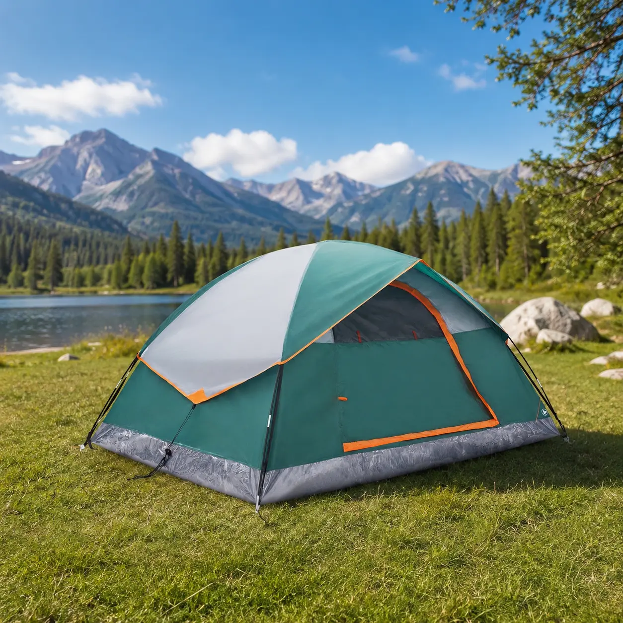Sweetcrispy 2/4 Person Waterproof Camping Tent with Rainfly, Easy Setup Dome Tent with Mesh Windows & Skylights, Lightweight Portable Tent for Outdoor Camping, Festivals & Backyard