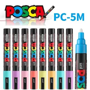 Pc-3m Posca Acrylic Colorful Marker Pen, Graffiti Pen, Pop Marker Pen, Student Painting Anime Hand Touch Mark Marker Pen, Vibrant Colors, Strong Coverage, Persistent Attachment, Suitable for Multiple Materials, Fiber Nib, Graffiti markers