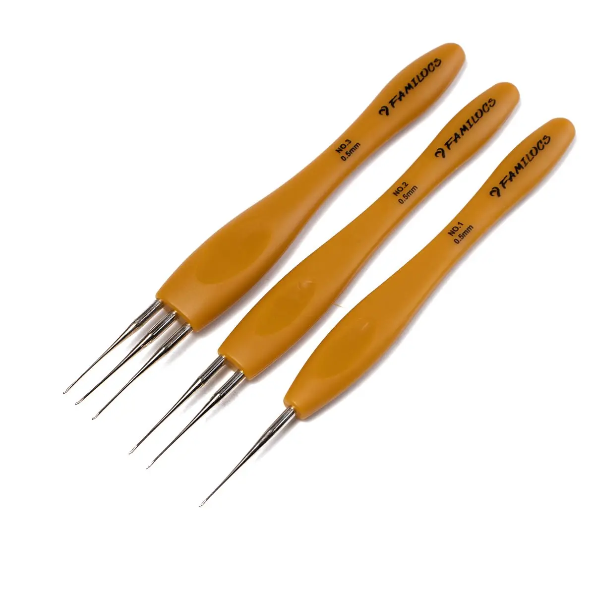 Familocs Dreadlock Crochet Hook Set with 0.5mm Stainless Steel Needles, Ergonomic Plastic Handle for All Loc Thicknesses, Daily Maintenance & Extensions
