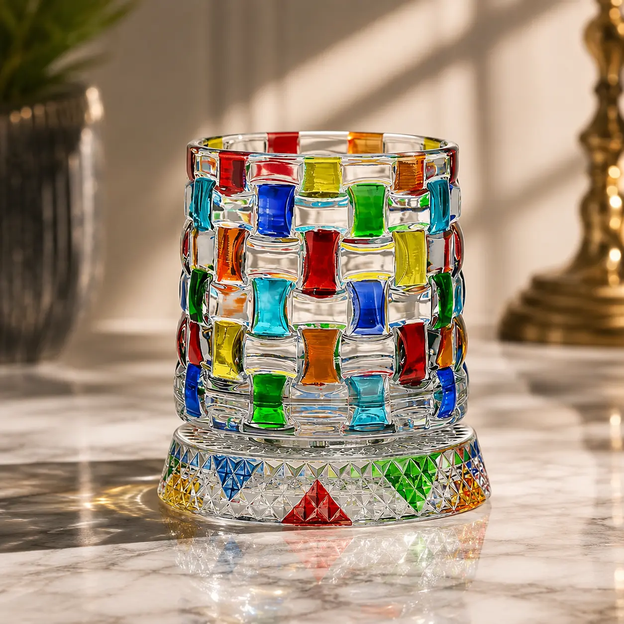 Exclusive Handcrafted Painted Rotatable Glass Cup, Non-Fading Waterproof Art Pattern 360° Smooth Spin Tumbler, Stylish Decorative Cup for Home Office Bar Decoration & Anniversary Surprise Gift coffee