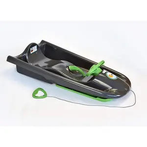 Racecar-Style Solo Racing Sled, 39 in. Molded Plastic Snow Flyer with Steering Wheel, Contoured Seat, and Center-Mounted Emergency Brake Handle