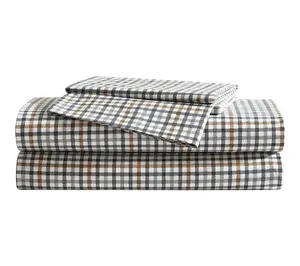 Eddie Bauer Griffin Plaid Beige Cotton PercaleQueen Sheet Set
