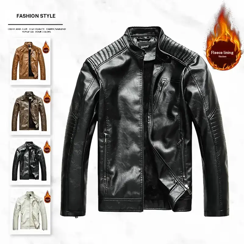 Men’s motorcycle-style jacket, fashionable and trendy, fleece lining for warmth and added thickness, suitable for active men, available in multiple colors, versatile outerwear; farm jackets, men’s jackets, short winter jackets, outdoor clothing, windproof